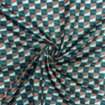 115cm Printed Poly Cotton Midnight Gridlines Green - Image 2